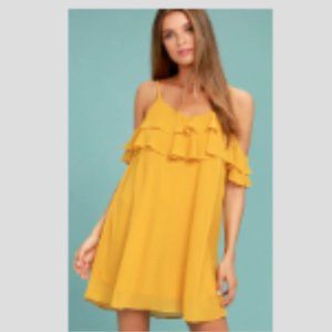 Lulu's Yellow Spaghetti Strap/Off Shoulder Dress